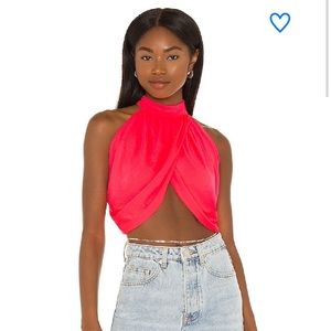 Superdown Emani wrap crop top in pink
